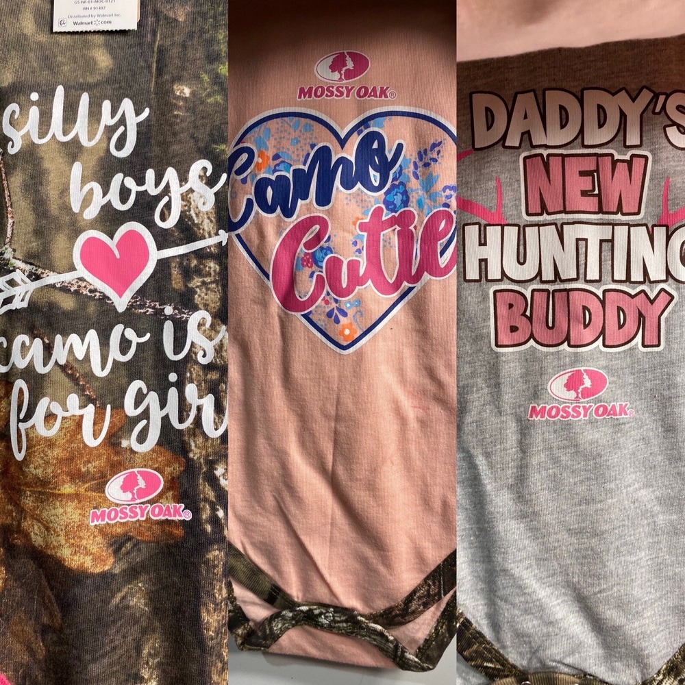 mossy oak baby girls 3 pack bodysuits camo size 18 months